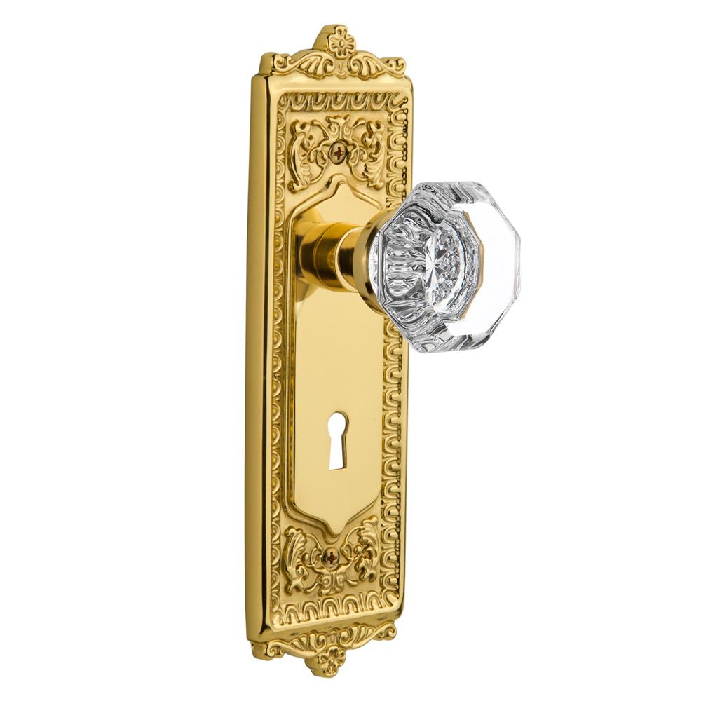 Nostalgic Warehouse EADWAL Double Dummy Knob Egg and Dart Plate with Waldorf Knob and Keyhole in Unlacquered Brass